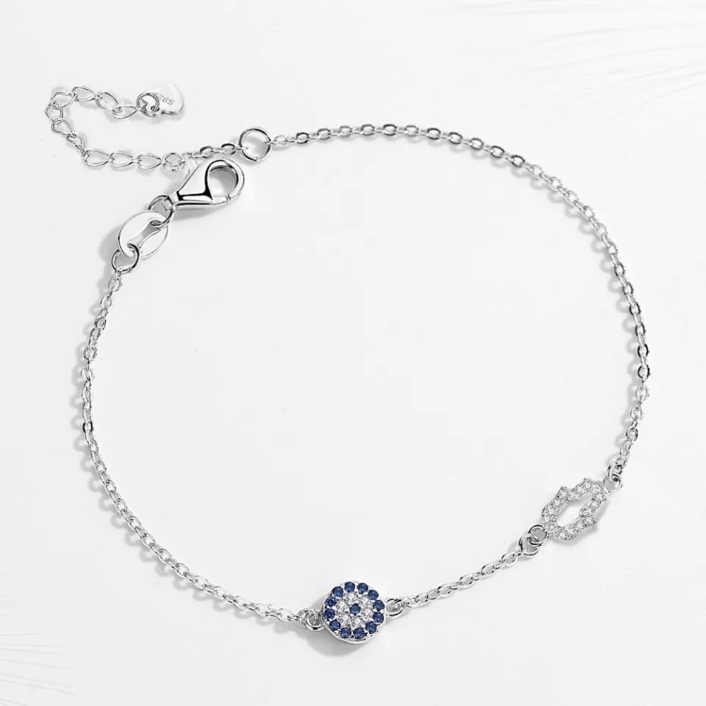 Evil Eye 925 Sterling Silver Bracelet Dainty Pendant Gift Anniversary Birthday - Picture 4 of 9